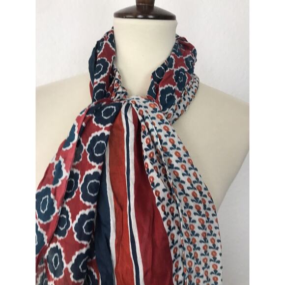 Coldwater Creek Multicolor Print Floral Graphic Raw Hem Scarf - Picture 2 of 10